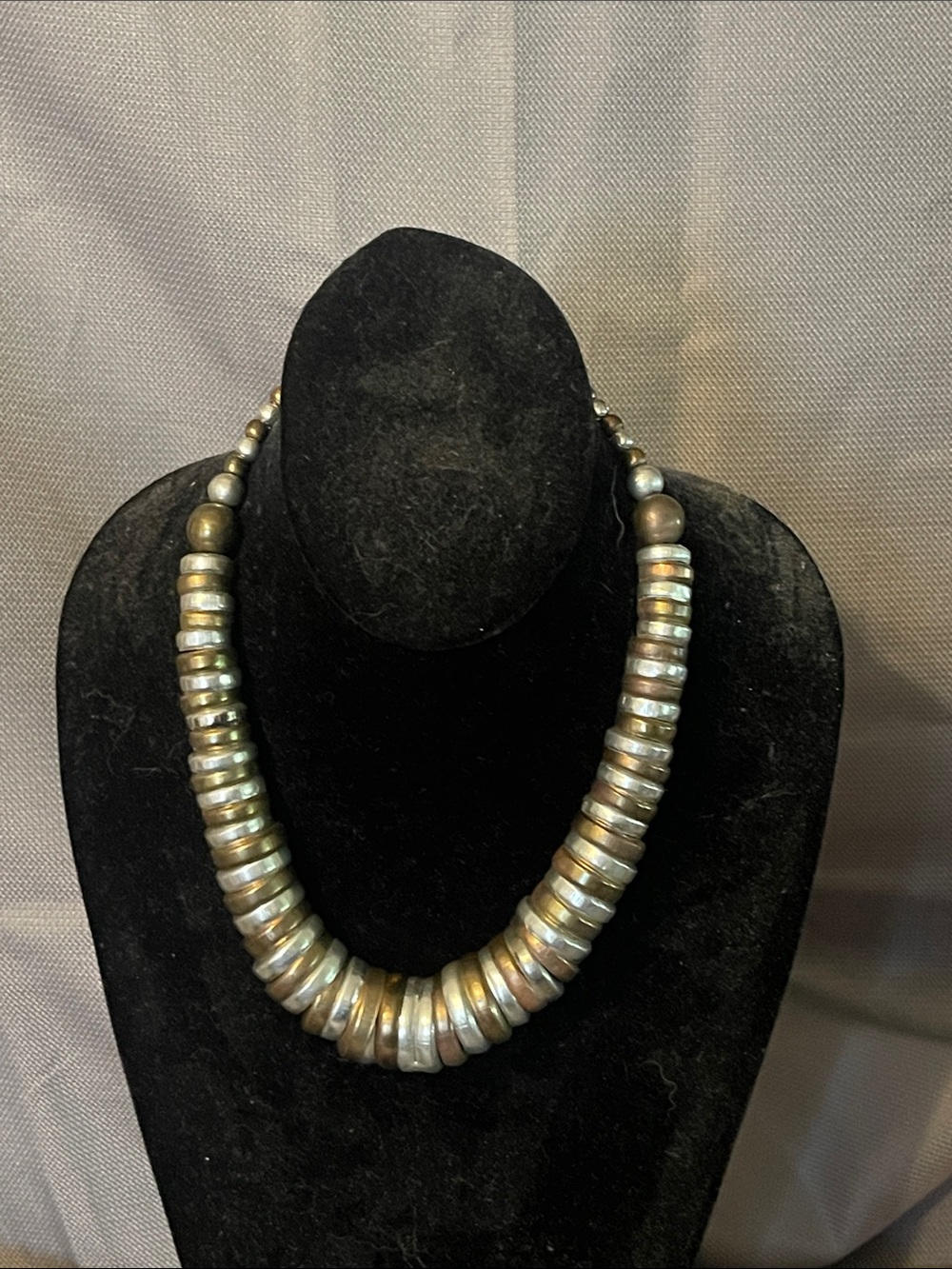 Handcrafted Metallic coin Disc Necklace copper silver color